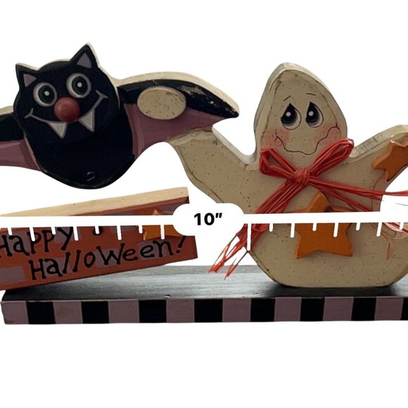 Handmade Happy Halloween Wooden Ghost & Bat Decoration - Picture 6 of 7